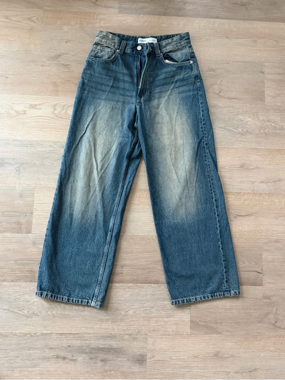 Bershka Washed Blue Baggy Jeans